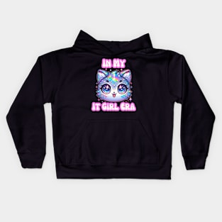 In My It Girl Era Pop Culture Kawaii Chibi Holographic Cat Kids Hoodie